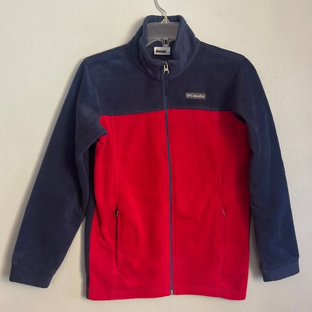 Columbia boy black and red zip up fleece